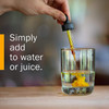 Dropper adding extract to a glass, simply add to water or juice