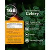 Benefits of Celery graphic with servings vegan gluten-free and organic icons
