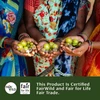 Hands holding amla fruit, FairWild and Fair for Life certified graphic