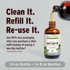 Oil pouring into a Sleep Easy Oil bottle, clean it, refill it, re-use it graphic