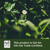 Green plants, this product is Fair for Life Fair Trade Certified graphic
