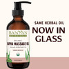 Kapha Massage Oil glass bottle, same herbal oil now in glass graphic