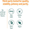 Genestra third-party tested graphic with non-GMO, gluten-free, dairy-free and vegan icons