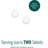 Two chewable tablets, serving size is two tablets, natural peppermint flavor graphic