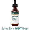 Milk Thistle Tincture bottle, serving size is twenty drops