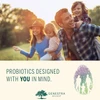 Smiling family outdoors, probiotics designed with you in mind graphic