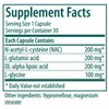 Glutathione Precursors supplement facts with NAC and amino acids