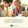 Two women talking over coffee, enzyme supplements graphic