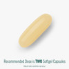 Single yellow softgel, recommended dose is two softgel capsules