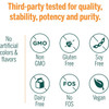 Third-party tested graphic with non-GMO gluten-free soy-free dairy-free vegan icons