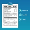 Nerve Complex supplement facts, 2 capsule serving, with gluten-free, non-GMO and vegan icons