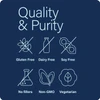 Quality and purity graphic: gluten, dairy and soy free, no fillers, non-GMO, vegetarian