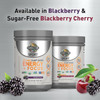Blackberry and Sugar-Free Blackberry Cherry Energy + Focus tubs with fruit