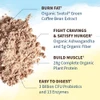 Raw Organic Fit powder with green coffee bean, ashwagandha and probiotic callouts