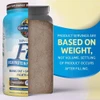 Raw Organic Fit tub cutaway showing powder fill level and settling note