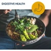 Bowl of greens and grains, digestive health graphic