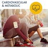 Two women resting after a run, cardiovascular and metabolic graphic