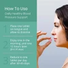 Woman placing a tablet on her tongue, three-step how to use guide