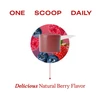 Scoop of powder with berries, one scoop daily berry flavor
