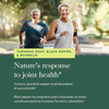 Older couple jogging, turmeric root, black pepper and boswellia ingredients graphic