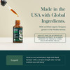 Dropper of oregano extract, made in USA Mediterranean oregano dosage graphic
