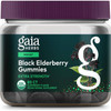 Gaia Herbs Extra Strength Black Elderberry Gummies 80 count bottle with fresh elderberries