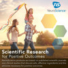 Family outdoors, scientific research for positive outcomes graphic