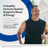 Runner outdoors, healthy immune system supports mood and energy graphic