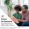 Mother and child reading a book together, focus on demand graphic