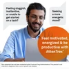 Smiling man at a laptop with speech bubbles, feel motivated with AttenTrex graphic