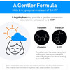 A gentler formula graphic, TravaGen with L-tryptophan compared with TravaCor with 5-HTP
