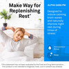 Woman stretching in bed, make way for replenishing rest graphic