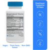 TravaCor 120 capsule bottle back with supplement facts and vegan, third-party tested icons