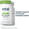 Pro-Dental Probiotic bottle, targeted support for oral and metabolic health text
