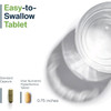 Pro-Men tablet beside a standard capsule, easy-to-swallow 0.75 inch tablet
