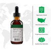 Dropper bottle side with rigorously tested manufactured in US quality icons