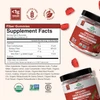 Fiber Gummies supplement facts with jars and strawberries