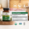Neem bottle and supplement facts with Ayurvedic herbs, vegan and allergen-free icons