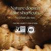 Nature doesn't take shortcuts graphic with Non-GMO and NSF gluten-free logos