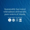 Sustainably harvested wild salmon oil from Alaska, third party validated logos graphic