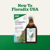 Floradix Ashwagandha bottle and box, new to Floradix USA announcement graphic