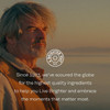 Man outdoors at sunset, Solaray since 1973 Brighter Way graphic on sourcing quality ingredients