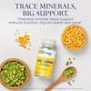 Zinc Copper bottle with pumpkin seeds and split peas, trace minerals, big support graphic
