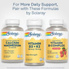 Solaray Calcium Magnesium, Vitamin D3 + K2 and Vitamin B-Complex bottles, pair with these formulas