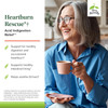 Woman with tea cup, Heartburn Rescue digestion occasional heartburn intestinal lining graphic
