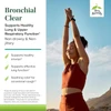 Woman stretching outdoors, Bronchial Clear healthy airways effective lung function graphic
