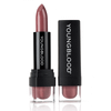 Youngblood Lipstick in a shimmery bronze shade beside its black cap
