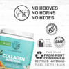 No hooves, no horns, no hides graphic with recycled materials tub icons