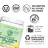 Beauty Greens Kosher GMP no hooves plant-based recycled tub certifications graphic