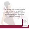Woman and bottle behind a Bariatric Advantage quote